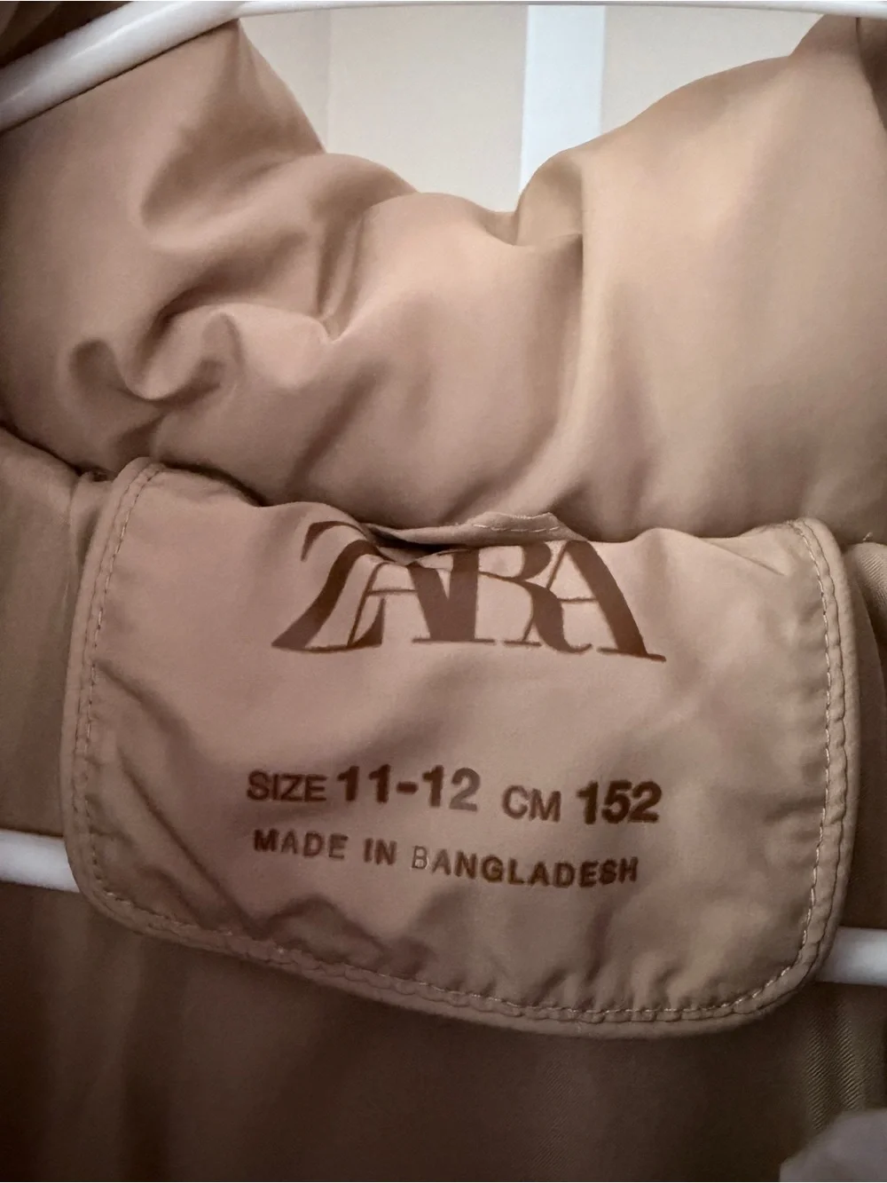 ZARA KIDS Neutral Beige Puffer Jacket SIZE 11-12 yrs